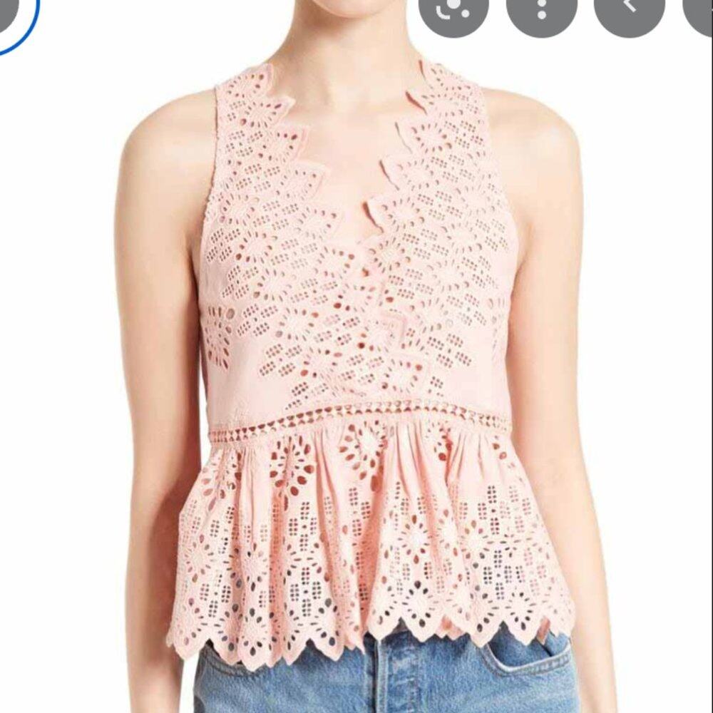 Sea New York pink peach sleeveless eyelet lace blouse size 0